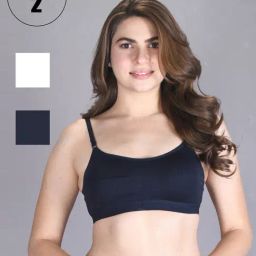Lux Venus White & Navy Full Coverage Non-Wired Sports Bra With Adjustable Strap - Pack of 2-picture-7