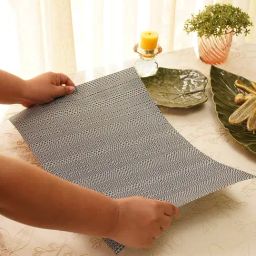 Pure Home and Living Dark Grey Mesh Polyester Textured Placemats-17