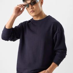 The Souled Store Originals Navy Loose Fit Oversized Sweatshirt-42