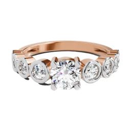 Sparkles Rose Gold Lab Grown 9 Diamond 14KT 1.13ct Round Ring For Women-image-78