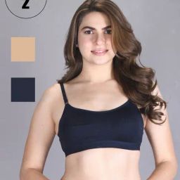 Lux Venus Tan & Navy Full Coverage Non-Wired Sports Bra With Adjustable Strap - Pack of 2-picture-46
