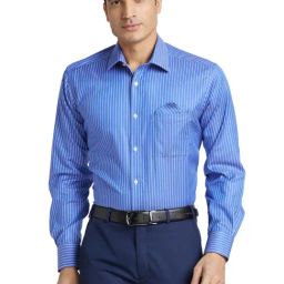 Park Avenue Blue Luxus Fit Striped Shirt-image-42