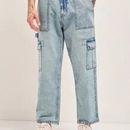The Bear House Blue Comfort Fit Solid Jeans-image-5