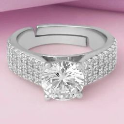 Zavya Solitaire Rhodium Plated 925 Sterling Silver Ring for Women-image-80