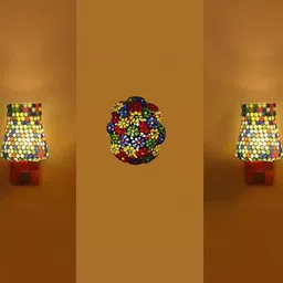 Somil Indore Mosaic Decorative Lamp Combo of Matching Wall Lamp & Blessing God Ganesh Wall Lamp, Multi Compatible with LED, Size: 14 X 14 X 22 Cm, Pack of 3.-image-89