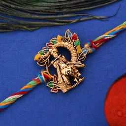 Dare by Voylla Men Gold-Toned & Red Deity Inspired Lord Krishna Rakhi With Greeting Card-54