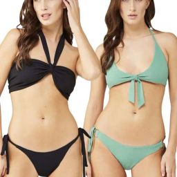 Secrets By ZeroKaata Black & Green Plain Swimwear Bra Panty Set - Pack Of 2-image-60