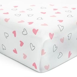 The White Cradle Pink & White Geometric Printed Cotton 120 TC Crib Sheets-14