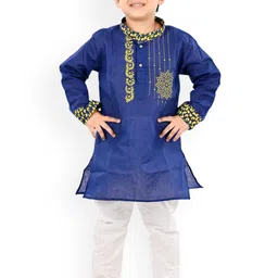 BAESD Boys Floral Printed Mandarin Collar Straight Kurta With Trouser-picture-25