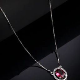 Panash Silver Plated Cubic Zirconia Studded Pendant Link Chain-40