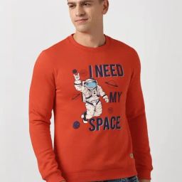 Peter England Orange Slim Fit Printed Sweatshirt-picture-16