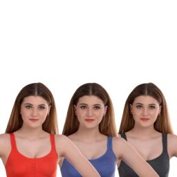 AROUSY Orange & Blue Cotton Beginner's Bra - Pack Of 3-picture-28