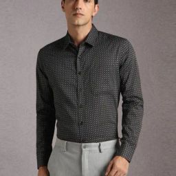 Louis Philippe Black Cotton Slim Fit Printed Shirt-image-53