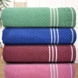 Myntra Elegant Homes Green 4 Pieces Cotton 400 GSM Bath Towel-image-28