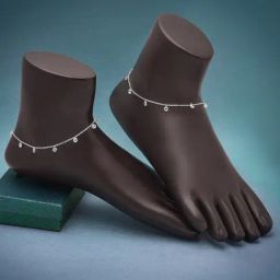 Silberry 92.5 Sterling Silver Royal Crystal Pair of Anklets-picture-41