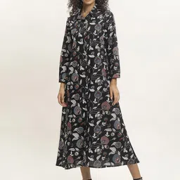 BLACK & BLAH BLAH Printed Cotton A-Line Maxi Dress-image-76