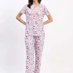 MADAME M Secret Blue Printed T-Shirt Pyjamas Set-picture-12