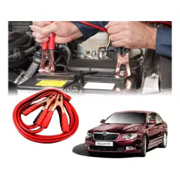 Auto Pearl 2.29 m (7.5 Ft) 500 A Heavy Duty Booster Anti Tangle Battery Jumper Cable for Skoda Superb (Pack of 2)-image-22