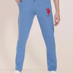 U.S. Polo Assn. Blue Cotton Slim Fit Self Pattern Trackpants-picture-39