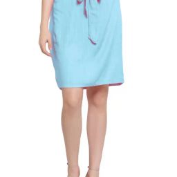 PATRORNA Sky Blue Above Knee Skirt-image-5