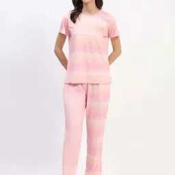 MADAME M Secret Pink Printed T-Shirt Pyjamas Set-image-92