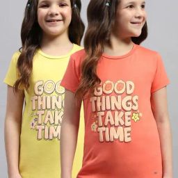 Monte Carlo Girls Yellow & Orange Printed T-Shirts-image-62