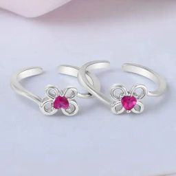 Zavya Pink Elegance Rhodium Plated 925 Sterling Silver Toering for Women-image-21
