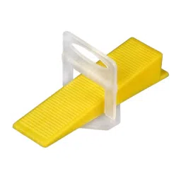 FLAMINGO ENTERPRISE Tile Leveling System Kit 50 Wedge and 50 Clips Non-Magnetic Yellow & White 3 mm Clip 5 cm Length, FM-476-42