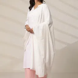 Aurelia White Cotton Embroidered Dupatta-picture-41