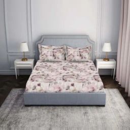 Spaces Essentials AW24 138 Violet Viscose 138 TC Double Bedsheet with 2 Pillow Covers-image-95