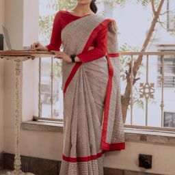 Saree Mall Cream Silk Self Saree with Blouse Piece-image-12