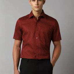 Louis Philippe Maroon Cotton Regular Fit Printed Shirt-picture-16