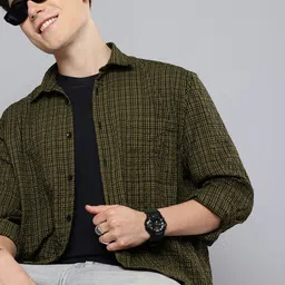Aeropostale Textured Self Design Micro Checks Opaque Casual Shirt-image-78