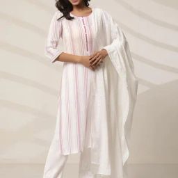 Aurelia White Cotton Embroidered Dupatta-picture-11