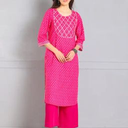SHAYE Pink Cotton Printed Kurta-image-69