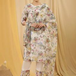 W Off-White Printed Dupatta-38