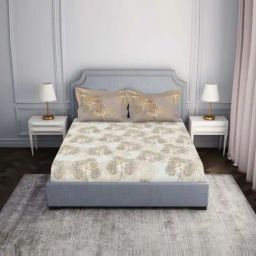 Spaces Essentials AW24 138 Brown Viscose 138 TC Double Bedsheet with 2 Pillow Covers-picture-20