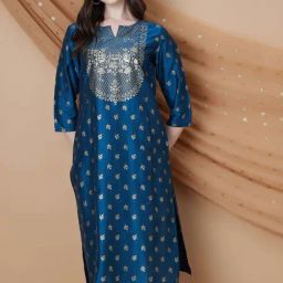 Melange By Lifestyle Blue Regular Fit Printed Kurtas-image-97