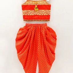 TWISHA Kids Orange & Yellow Printed Top with Dhoti-image-81
