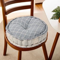 Kuber Industries Grey Printed Sitting Chair Cushion Pads-37