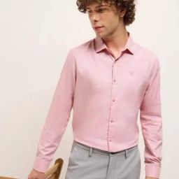 The Bear House Pink Cotton Tailored Fit Solid Formal Shirt-image-79