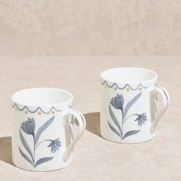 Westside Home Grey Floral Design Mugs (Set of 2)-25