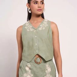 Akkriti by Pantaloons Grey Embroidered Top-21