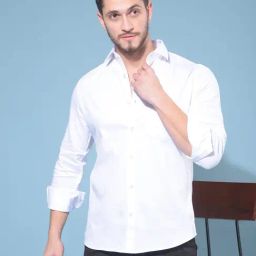 Crimsoune Club White Cotton Slim Fit Shirt-picture-33
