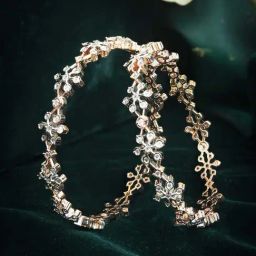 Priyaasi American Diamond Rose Gold Plated Bangle Set-image-21