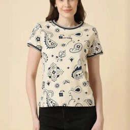 Allen Solly Beige Cotton Regular Fit Printed T-Shirt-image-59