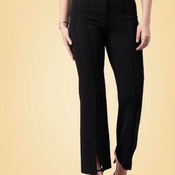 all about you Women Slits Flared High-Rise Pleated Trousers-image-57