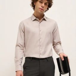 The Bear House Beige Cotton Tailored Fit Solid Formal Shirt-image-51