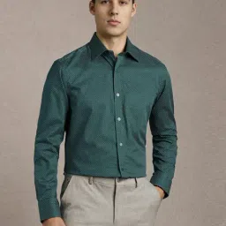 Louis Philippe Green Cotton Regular Fit Printed Shirt-picture-1