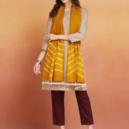 Fabindia Yellow Printed Dupatta-picture-30